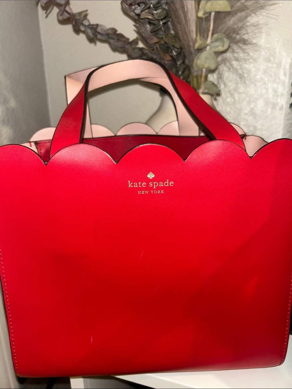 kate spade Red Scallop-Edge Top Handle Tote